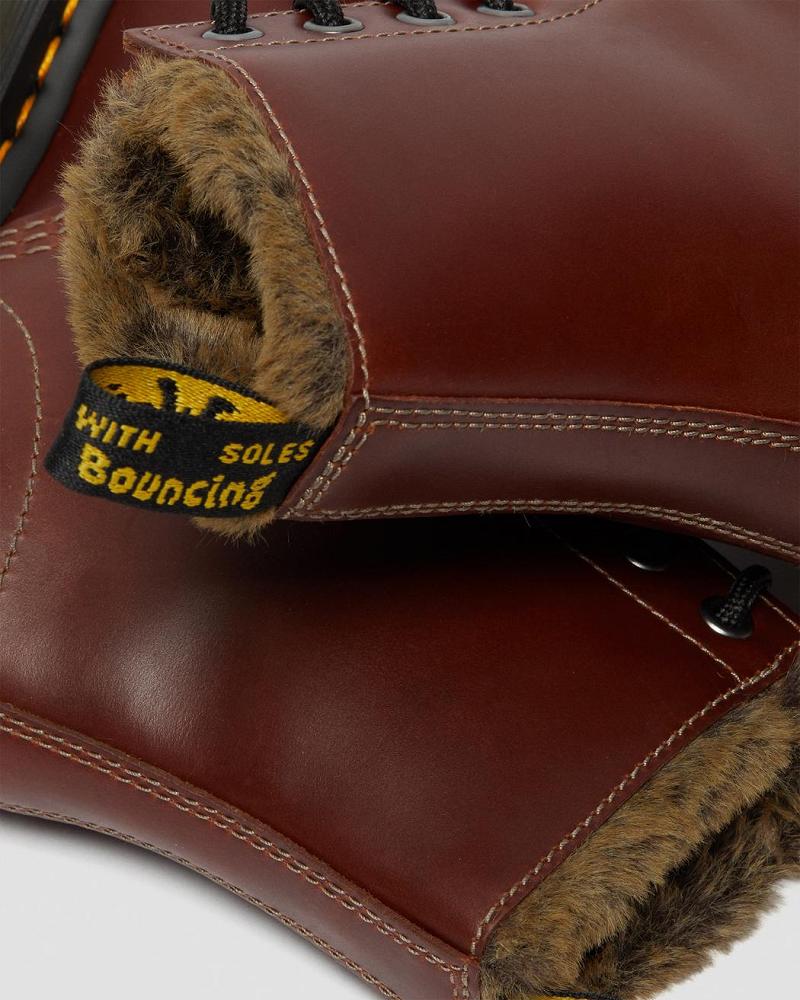 Brown Women's Dr Martens 1460 Serena Faux Fur Lined Winter Boots | CA 279ZUT